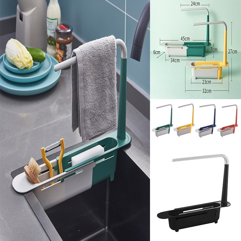 Kitchen Sink Organizer Telescopic Sink Shelf Soap Sponge Holder