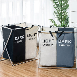 Dirty Clothes Storage Basket Three Grid Organizer Basket Collapsible Large Laundry Hamper Waterproof Home Laundry Basket