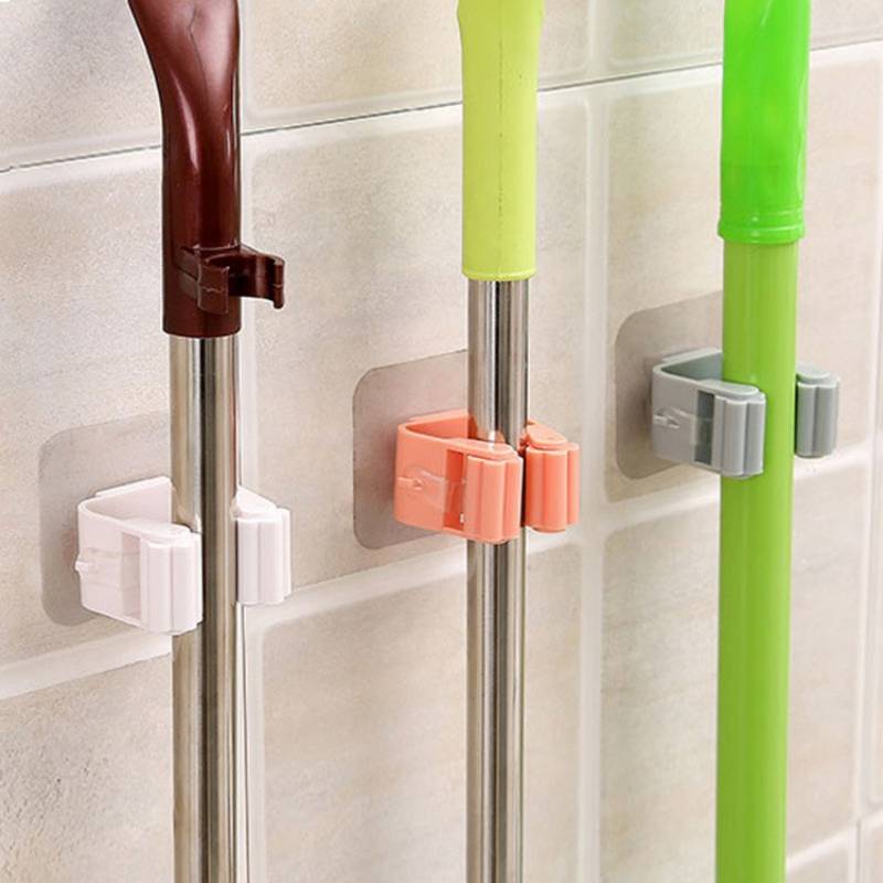 Adhesive Multi-Purpose Hooks Wall Mounted Mop Organizer Holder RackBrush Broom Hanger Hook Kitchen Bathroom Strong Hooks