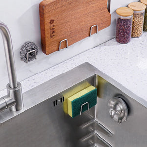 Kitchen Stainless Steel Sink Sponges Holder Self Adhesive Drain Drying Rack Kitchen Wall Hooks Accessories Storage Organizer