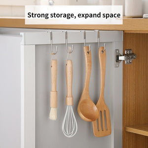 304 Stainless Steel Hook Free Punching Double  S-Shape Hook Kitchen Bathroom Cabinet Door Back Type Coat Towel Storage Hanger